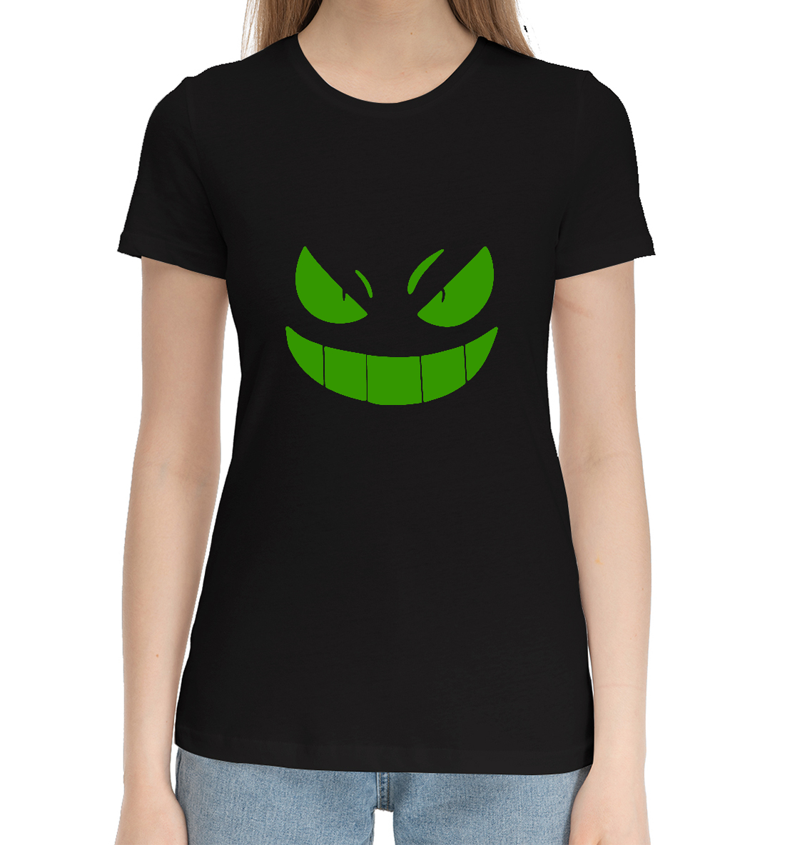 Женская Хлопковая футболка с принтом Злое лицо, артикул HAL-770819-hfu-1mp