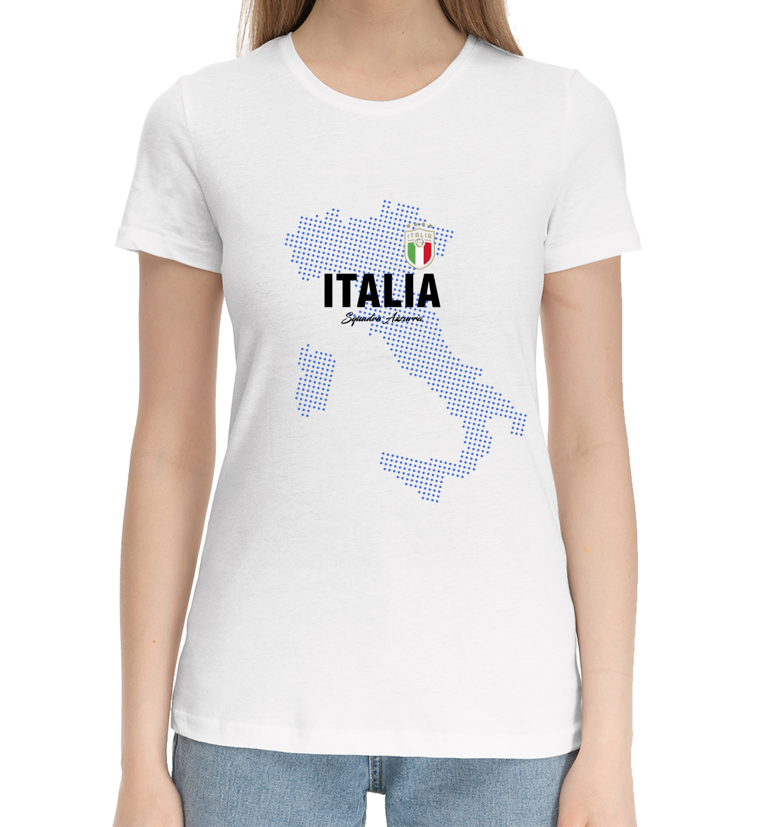 Женская Хлопковая футболка Италия, артикул FNS-186686-hfu-1mp