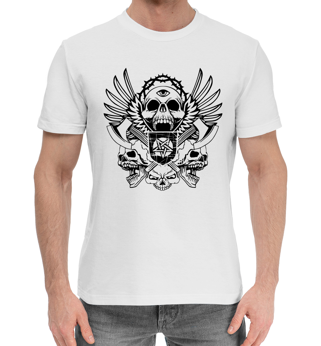 Мужская Хлопковая футболка с принтом Смерть, артикул SKU-798249-hfu-2mp
