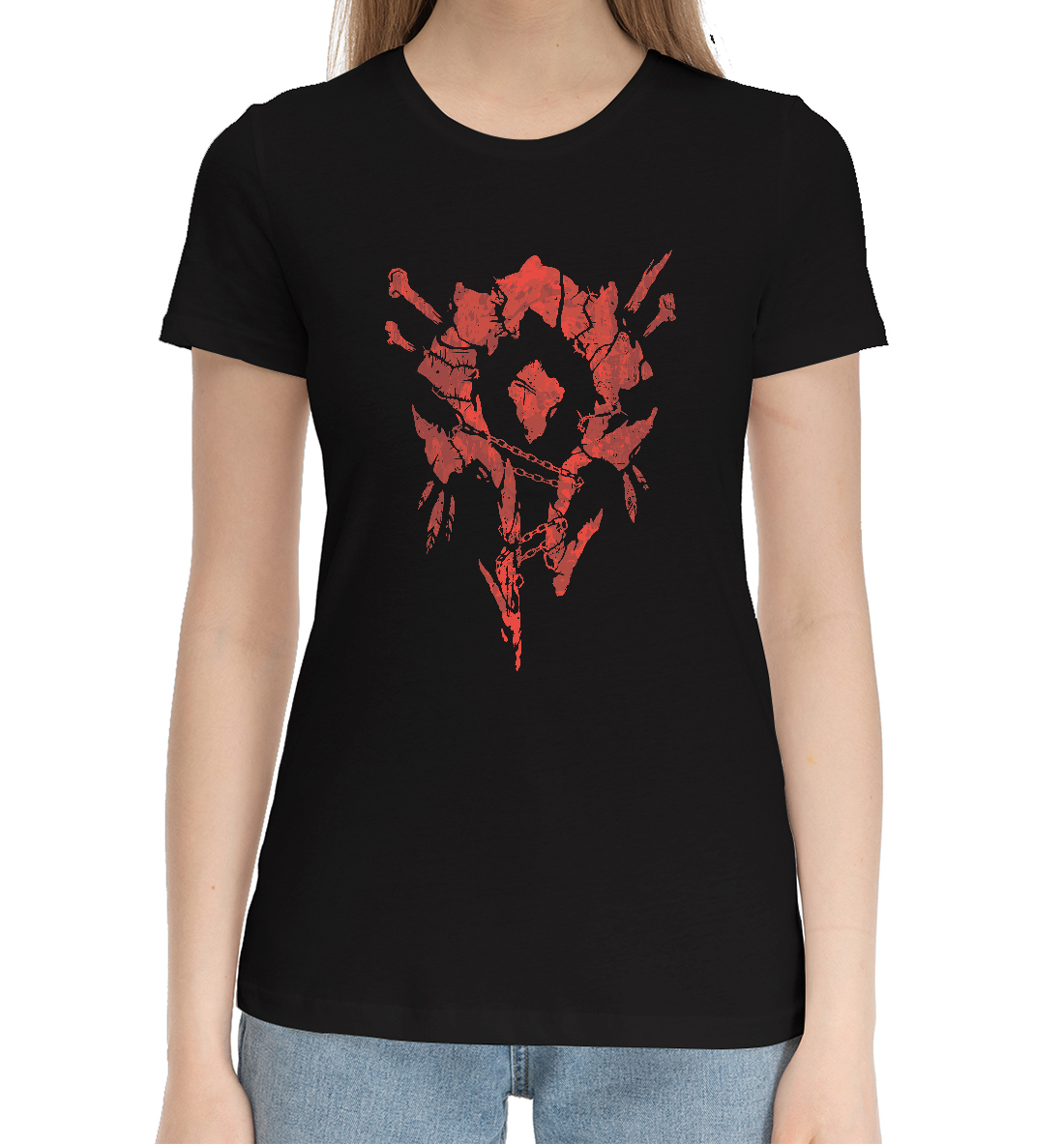 Женская Хлопковая футболка с принтом World of Warcraft, артикул RPG-916430-hfu-1mp
