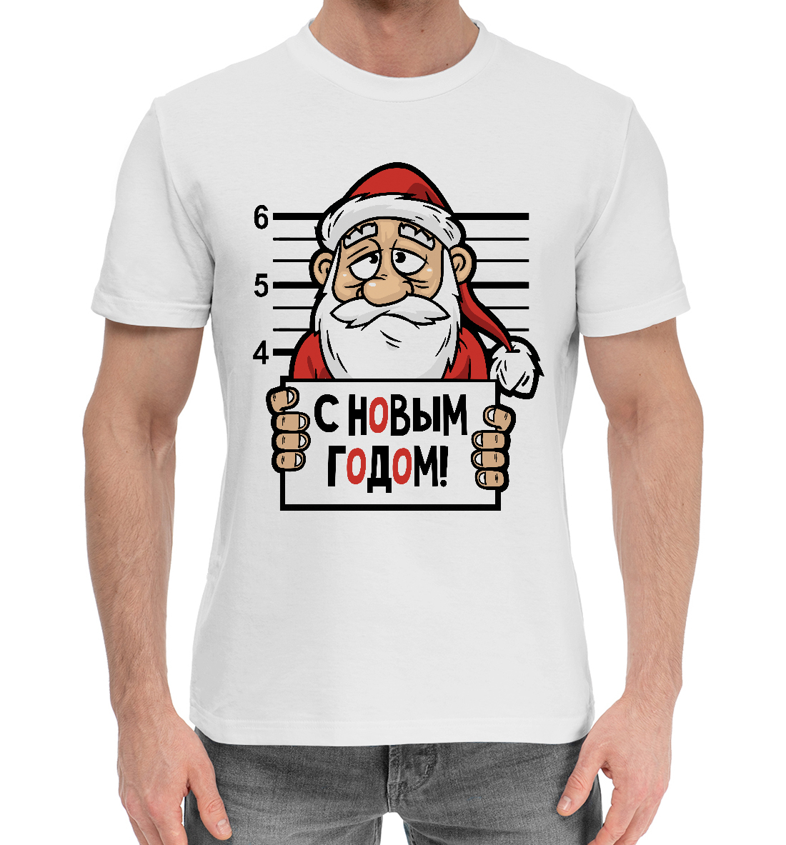 Мужская Хлопковая футболка с принтом С Новым годом!, артикул NVR-933759-hfu-2mp