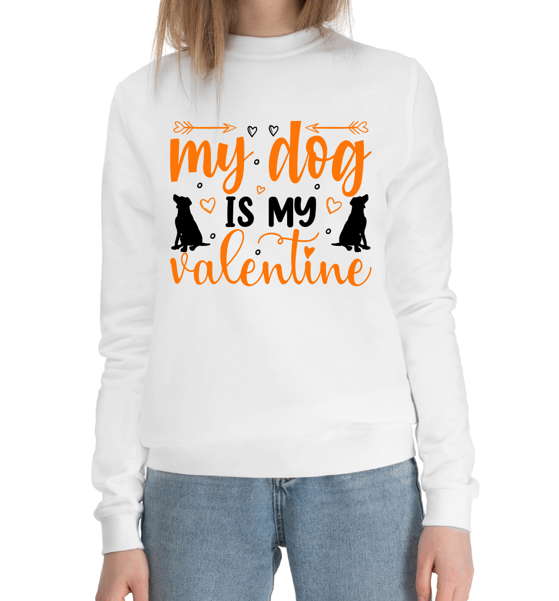 Женский Хлопковый свитшот с принтом My dog is my valentine, артикул 14F-215479-hsw-1mp