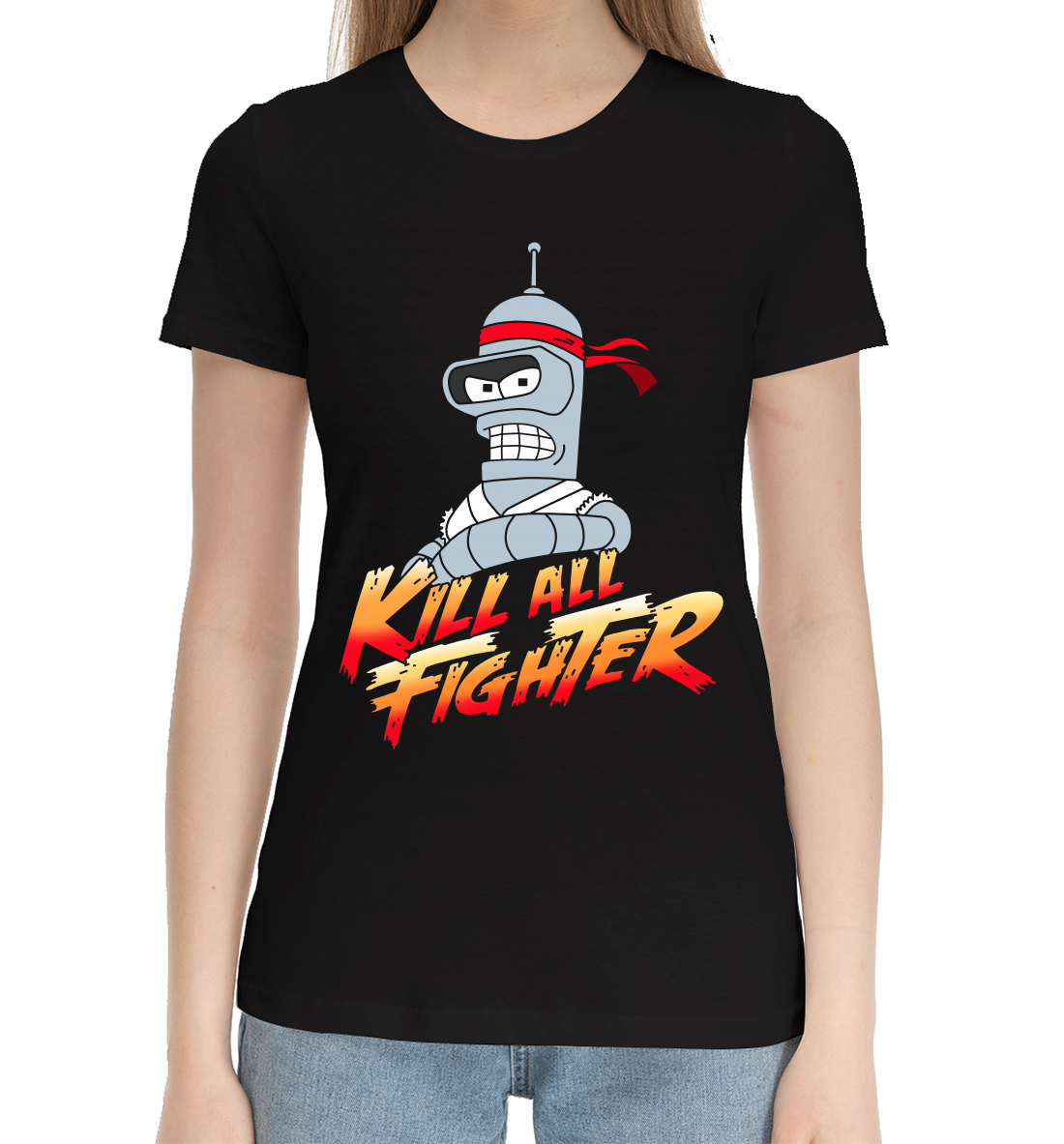 Женская Хлопковая футболка с принтом Futurama, артикул FUT-713885-hfu-1mp