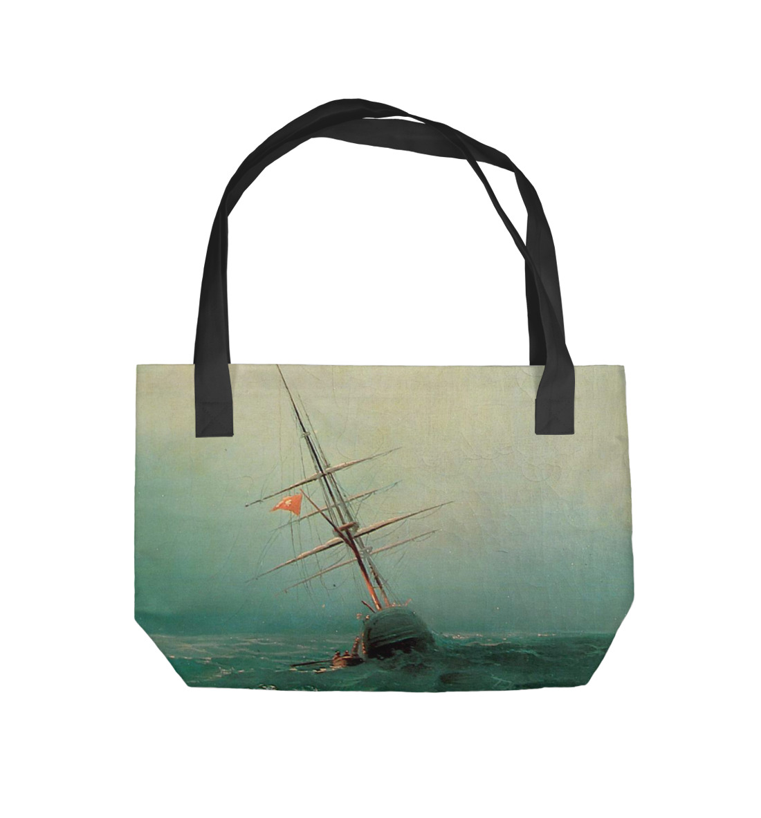 Пляжная сумка с принтом Айвазовский И.К. Ночь. Голубая волна