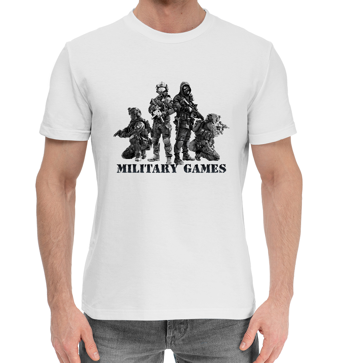 Мужская Хлопковая футболка с принтом Military Games, артикул SCZ-117084-hfu-2mp