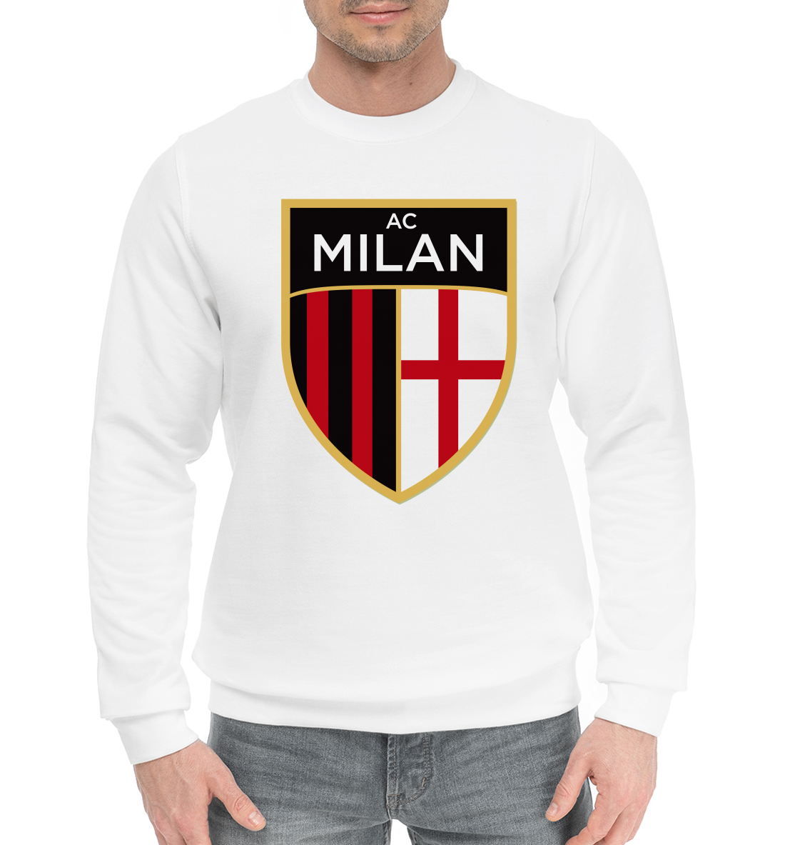 Мужской хлопковый свитшот с принтом AC Milan