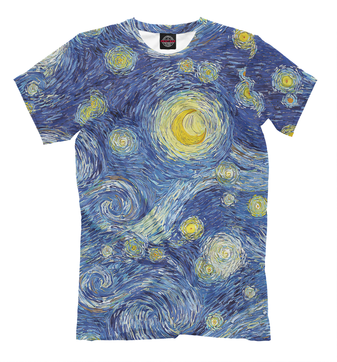 Мужская футболка с изображением Звездное небо Ван Гога цвета Белый