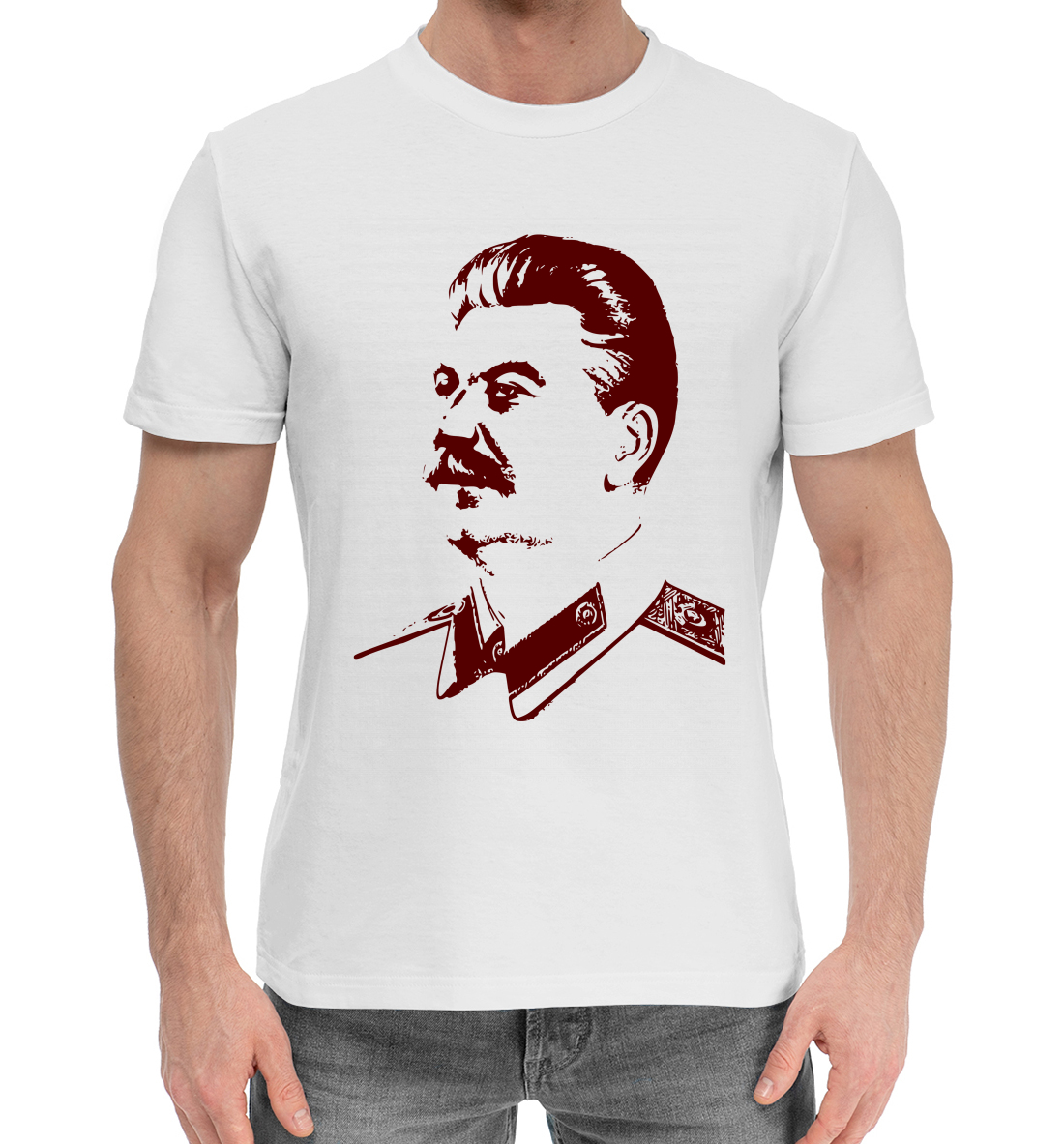 Мужская Хлопковая футболка с принтом Сталин, артикул SSS-860364-hfu-2mp