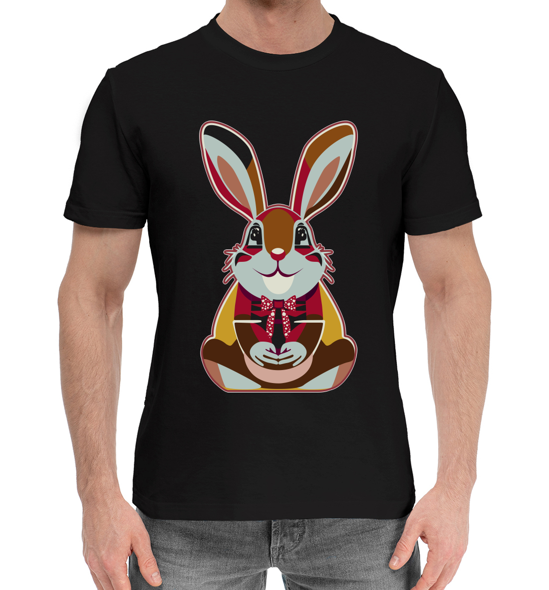 Мужская Хлопковая футболка с принтом Кролик, артикул YOT-384365-hfu-2mp