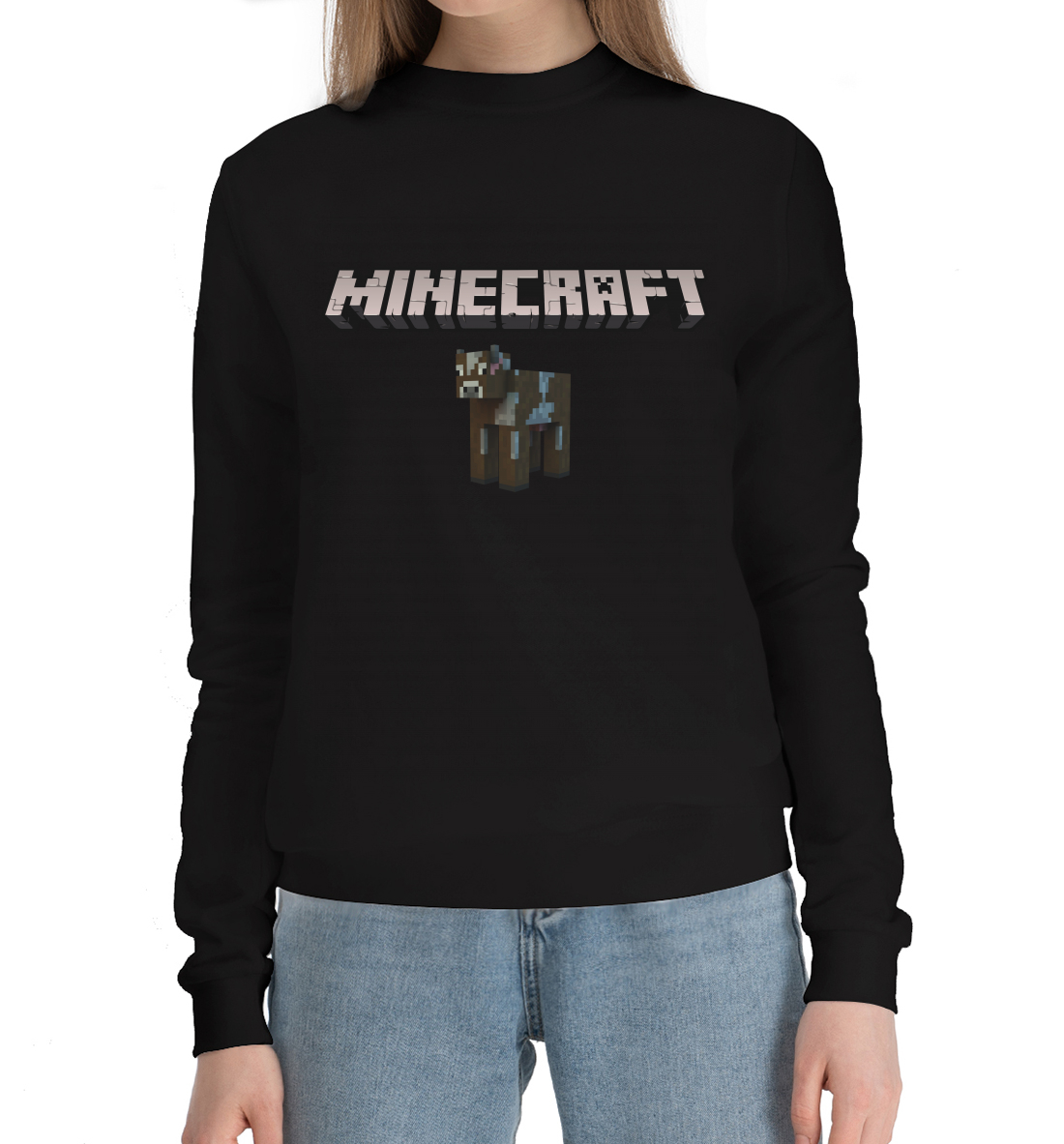 Женский Хлопковый свитшот с принтом Minecraft, артикул MCR-738898-hsw-1mp