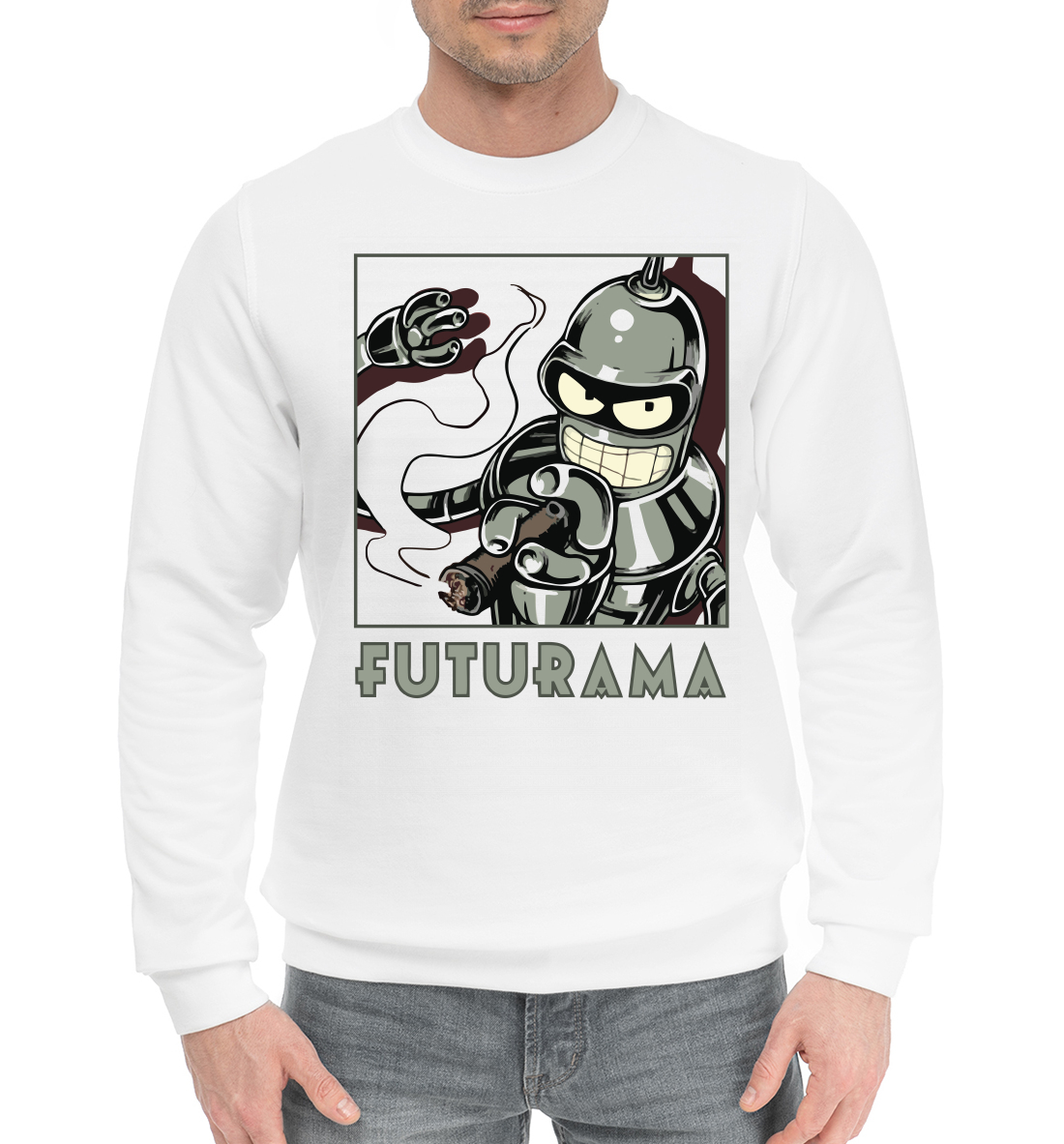 Мужской Хлопковый свитшот с принтом Futurama, артикул FUT-362064-hsw-2mp