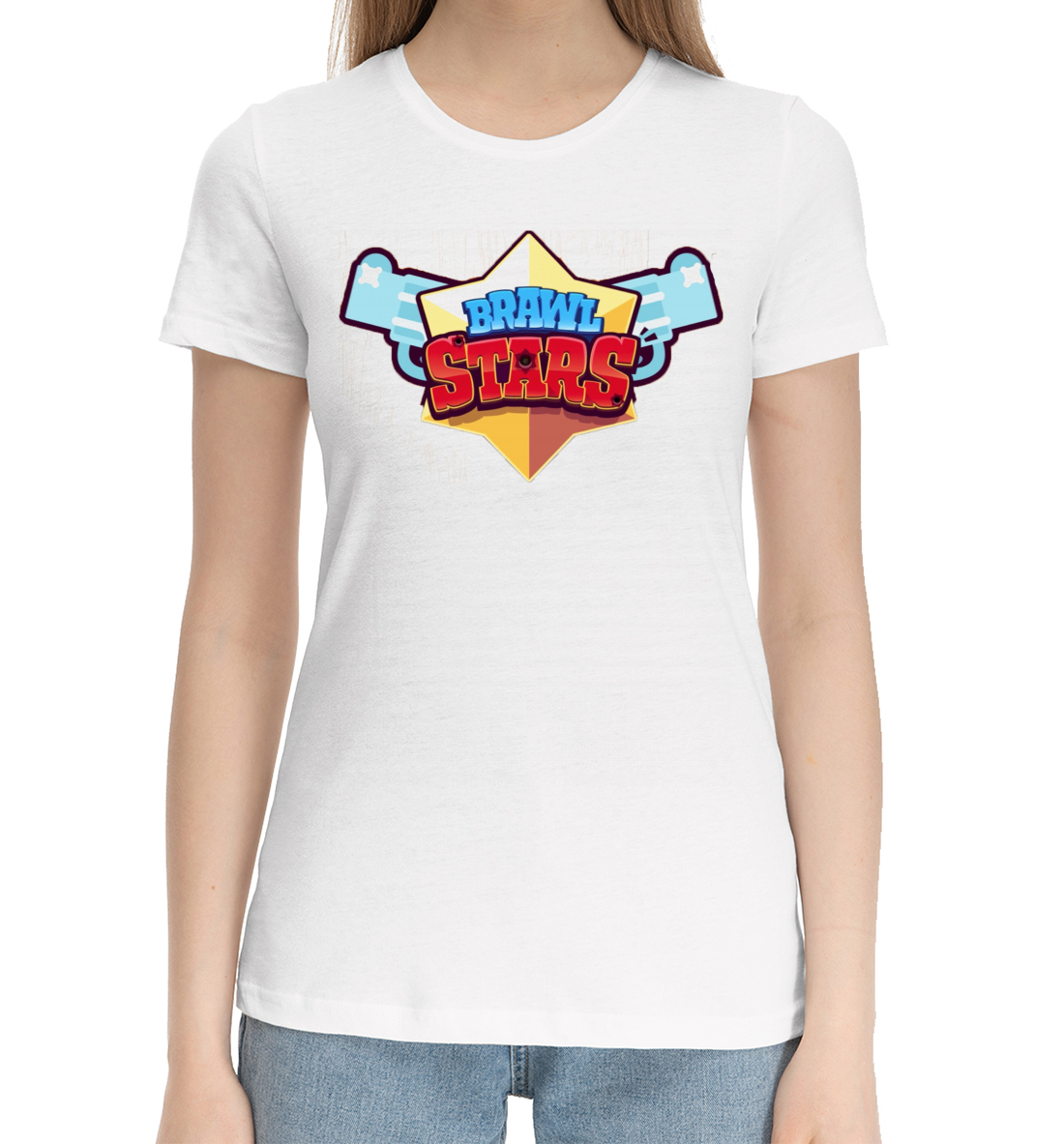 Женская Хлопковая футболка с принтом Brawl Stars, артикул CLH-911588-hfu-1mp
