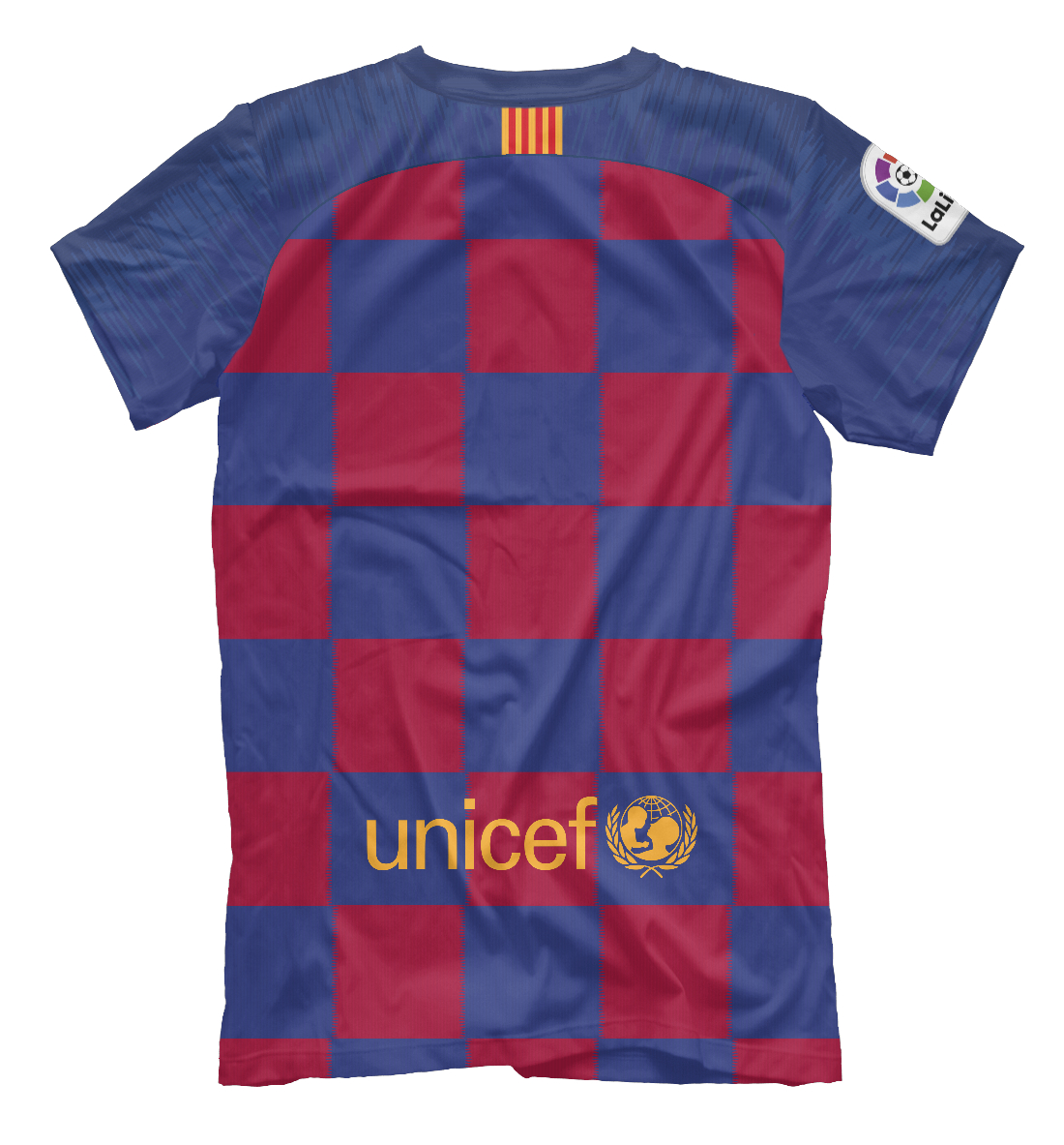 Мужская футболка с принтом Барселона форма домашняя 19/20  - фото 2-спина