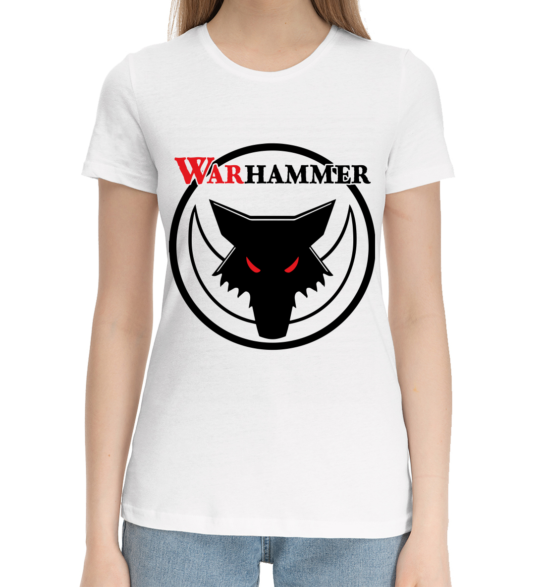 Женская Хлопковая футболка с принтом Warhammer, артикул WHR-248635-hfu-1mp
