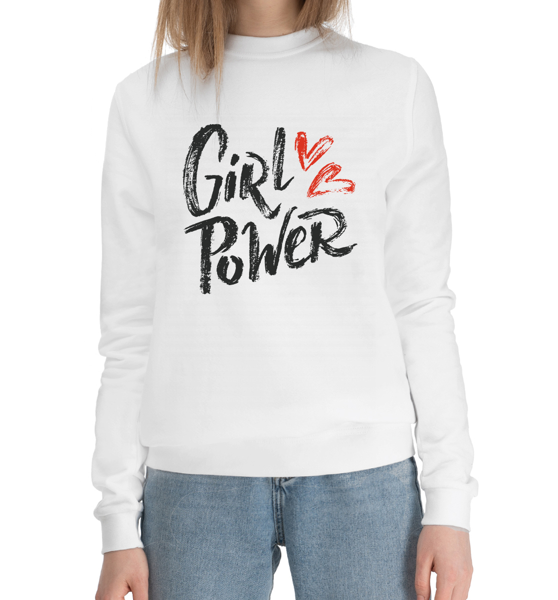 Женский Хлопковый свитшот с принтом Girl power, артикул MRT-399005-hsw-1mp