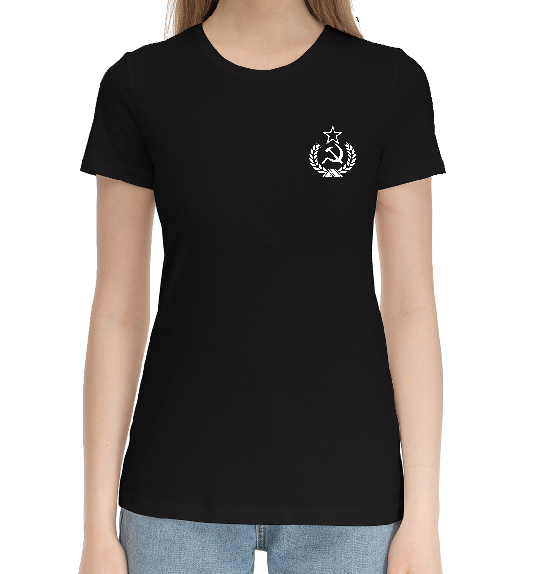 Женская Хлопковая футболка с принтом СССР, артикул SSS-815443-hfu-1mp