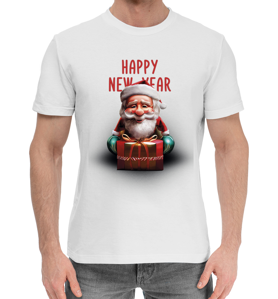 Мужская Хлопковая футболка с принтом Happy New Year, артикул NG3-858358-hfu-2mp