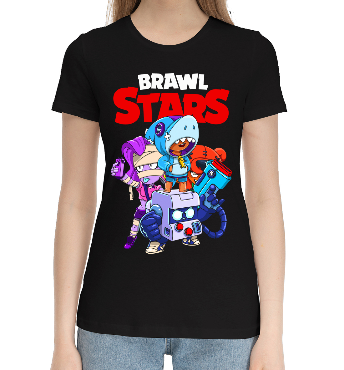 Женская Хлопковая футболка с принтом Brawl Stars, артикул CLH-564194-hfu-1mp
