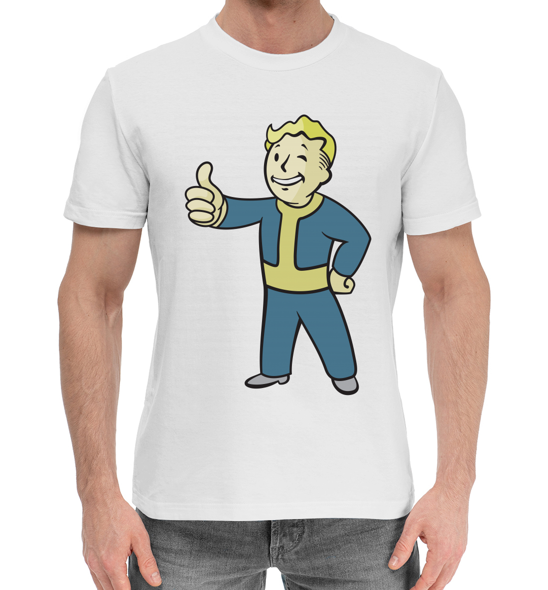 Мужская Хлопковая футболка с принтом Волт-Бой, артикул FOT-737492-hfu-2mp