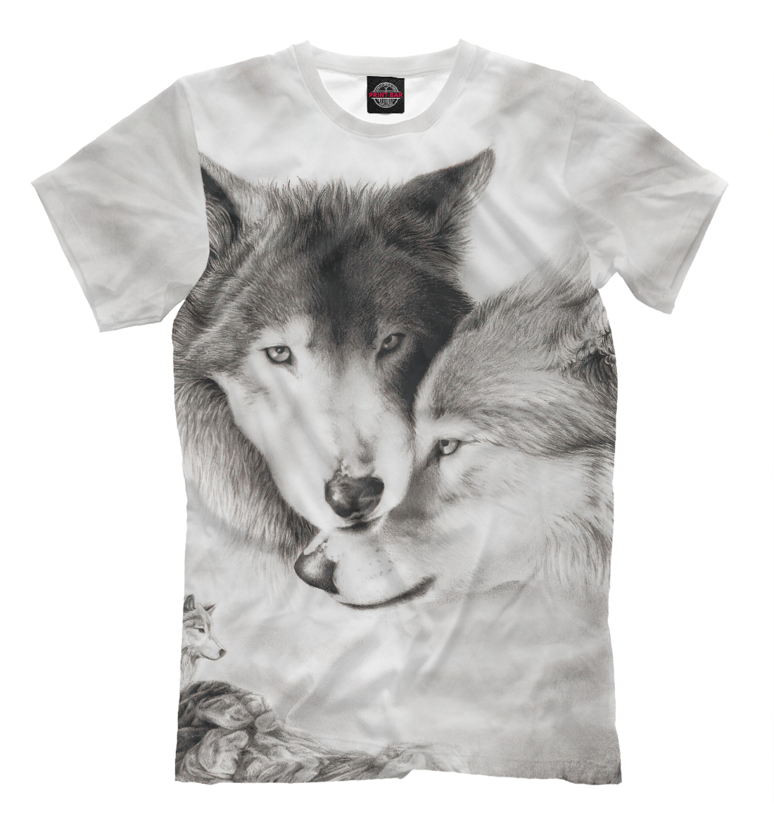 Мужская футболка с принтом Любовь: волк и волчица