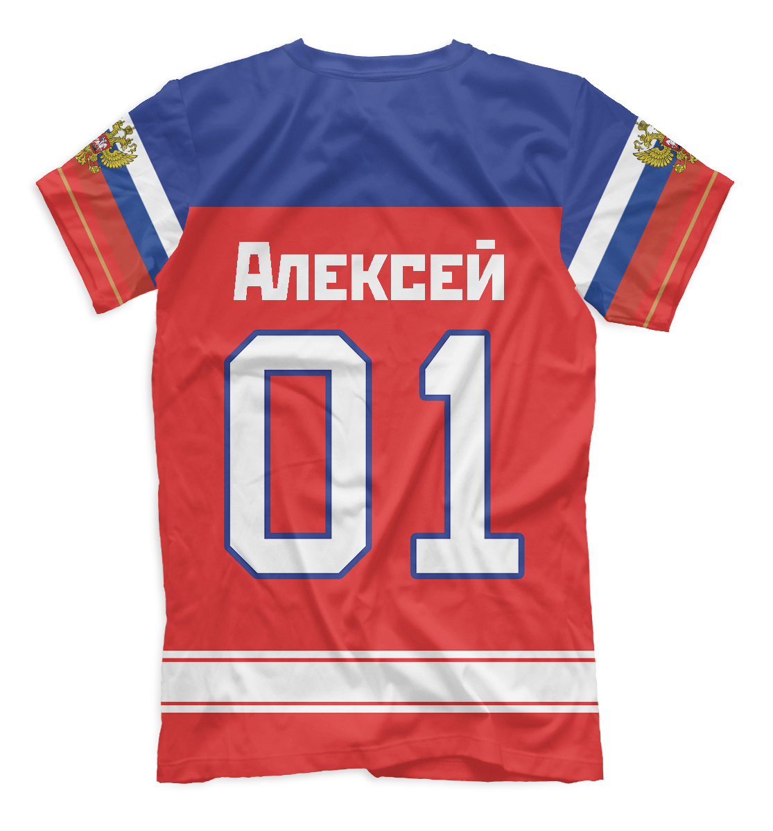 Мужская футболка с принтом Хоккеист Алексей  - фото 2-спина