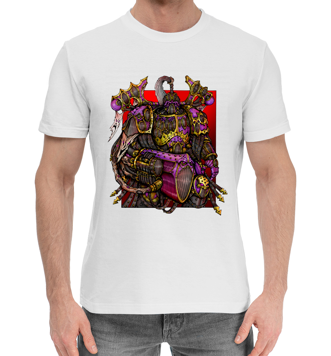 Мужская Хлопковая футболка с принтом Warhammer, артикул WHR-648639-hfu-2mp