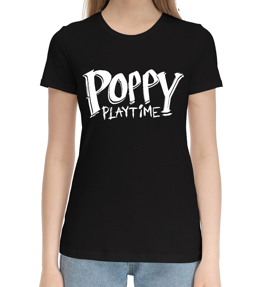 Женская Хлопковая футболка с принтом Huggy Wuggy, артикул PPE-588054-hfu-1mp