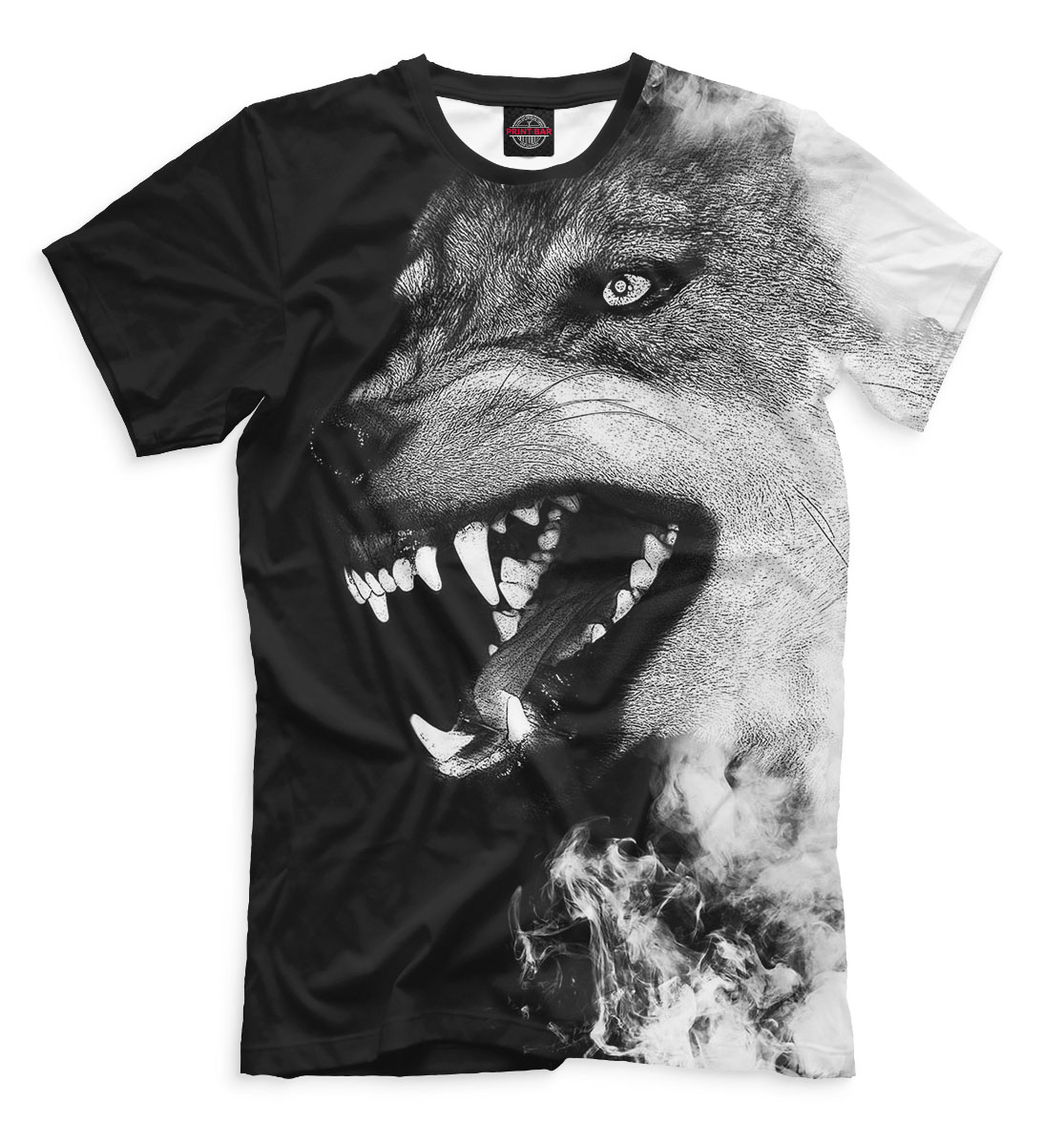 Мужская футболка с принтом Волк