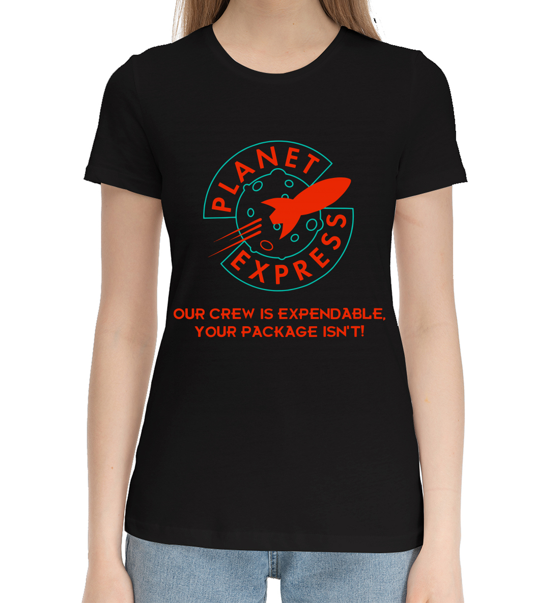 Женская Хлопковая футболка с принтом Futurama, артикул FUT-903549-hfu-1mp
