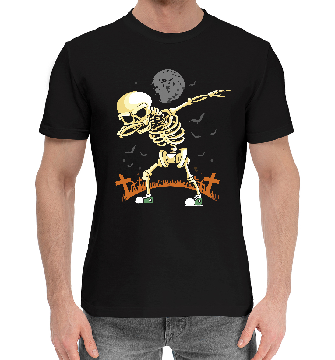 Мужская Хлопковая футболка с принтом Halloween Dab, артикул HAL-662430-hfu-2mp