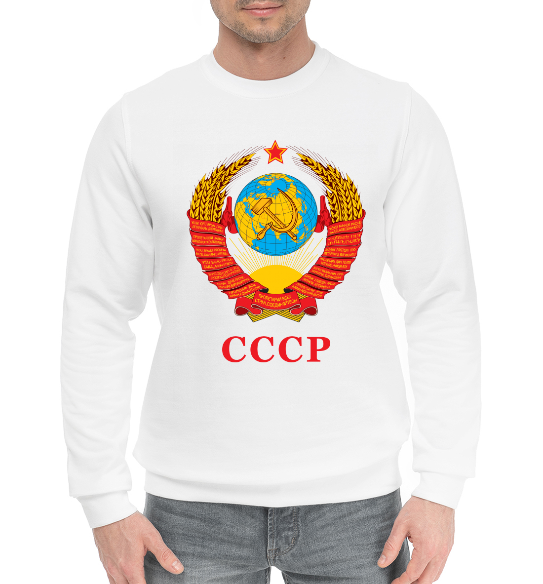Мужской Хлопковый свитшот с принтом Герб Советского Союза, артикул SSS-968637-hsw-2mp
