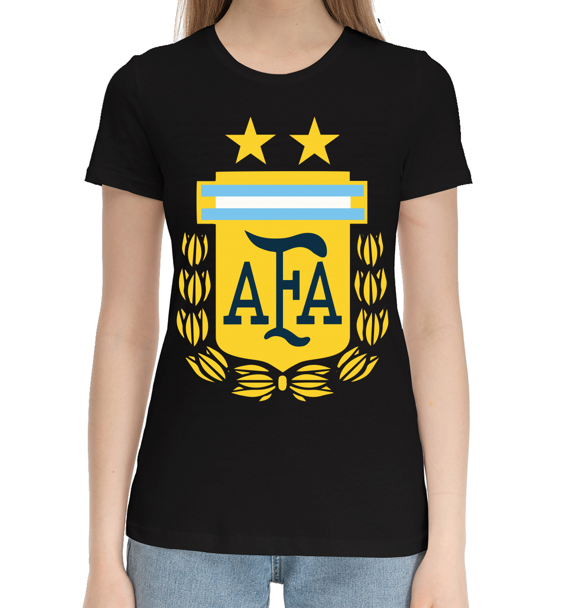 Женская Хлопковая футболка Сборная Аргентины, артикул SAN-926776-hfu-1mp