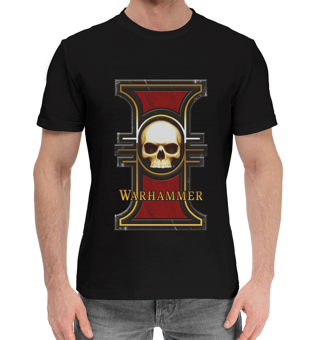 Мужская Хлопковая футболка с принтом Warhammer, артикул WHR-668122-hfu-2mp