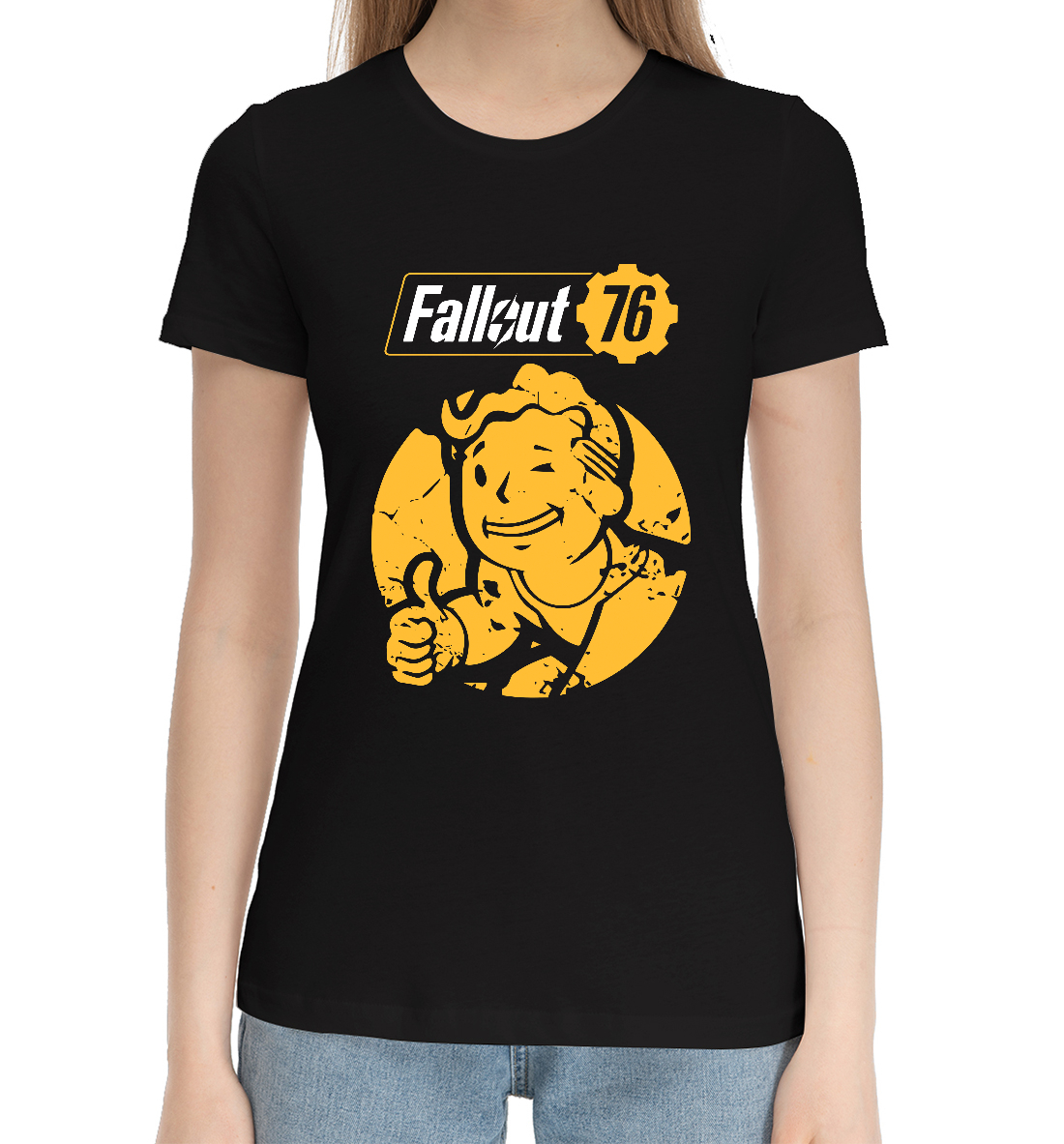 Женская Хлопковая футболка с принтом Fallout, артикул FOT-727792-hfu-1mp