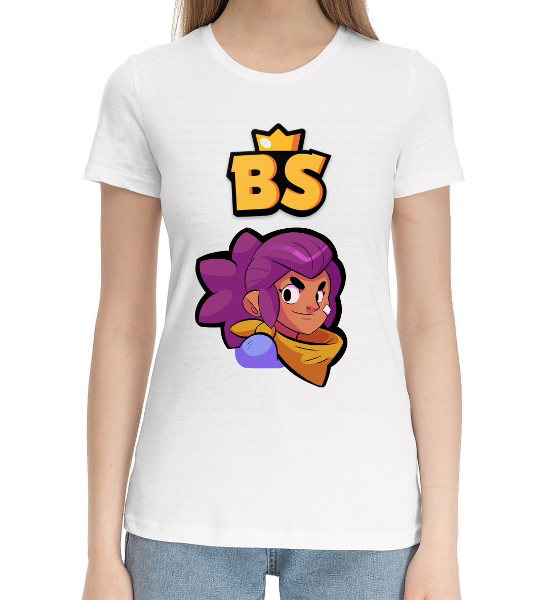 Женская Хлопковая футболка с принтом Brawl Stars, артикул CLH-247591-hfu-1mp