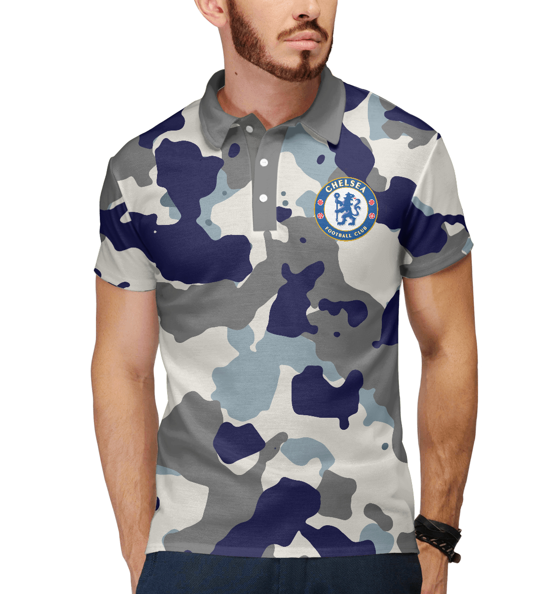 Мужское поло с принтом FC Chelsea Camouflage