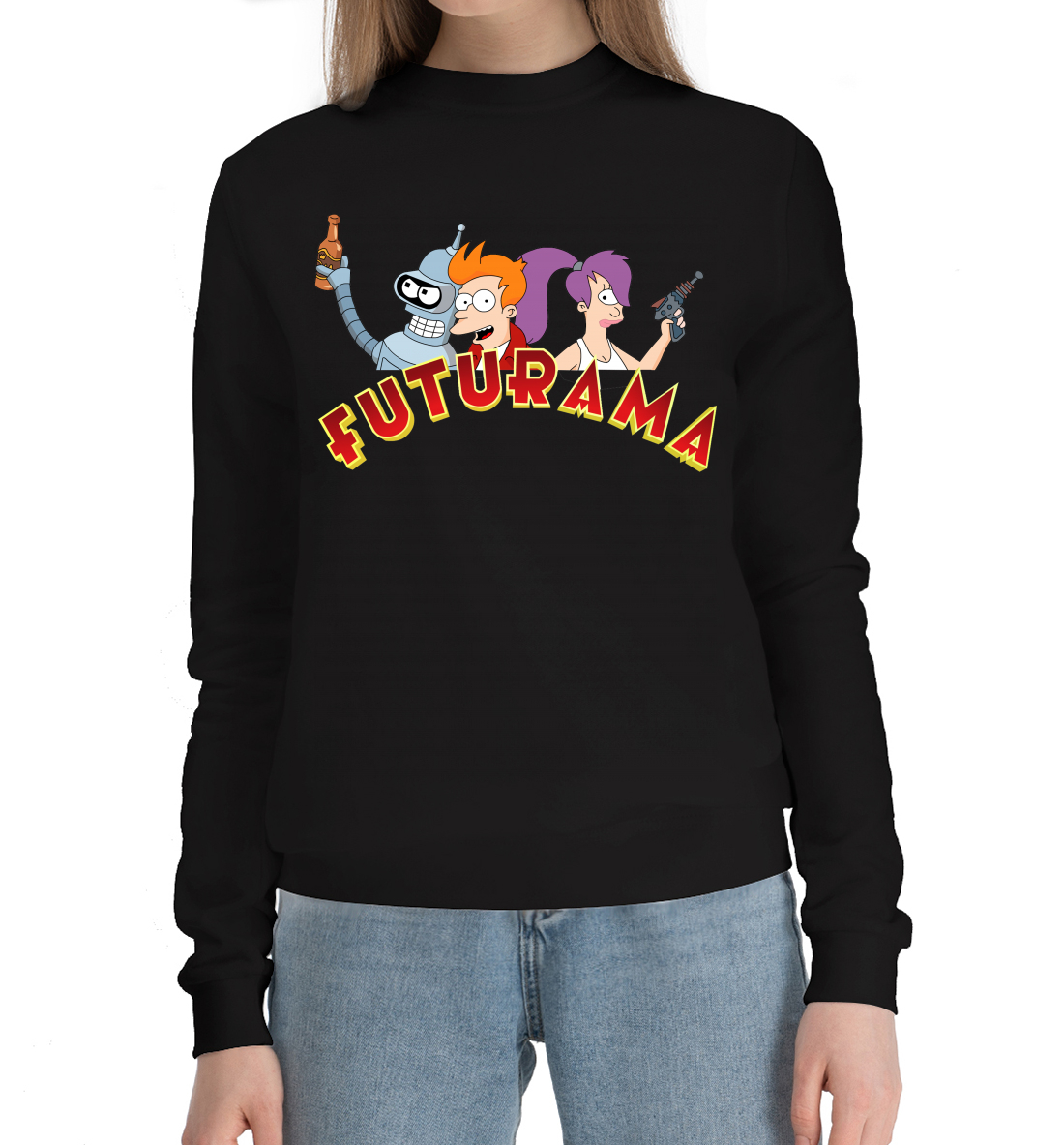 Женский Хлопковый свитшот с принтом Futurama, артикул FUT-878000-hsw-1mp