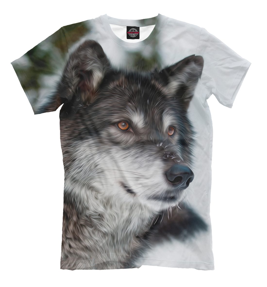Мужская футболка с принтом Волк
