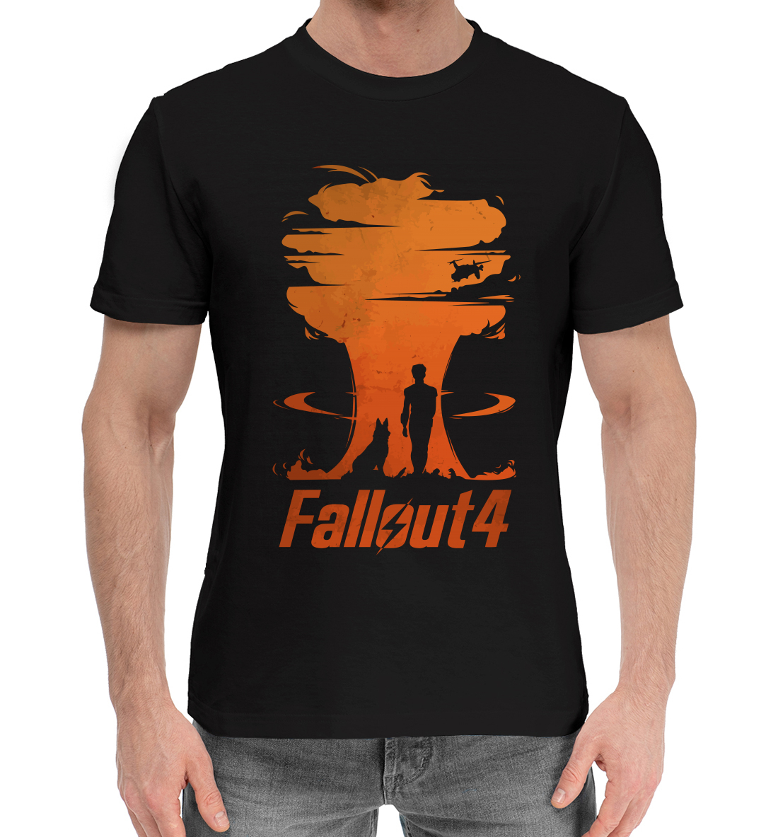 Мужская Хлопковая футболка с принтом Fallout 4, артикул FOT-403353-hfu-2mp