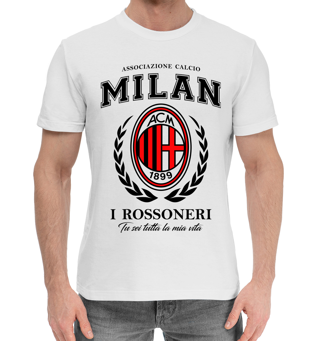 Мужская хлопковая футболка с принтом Милан