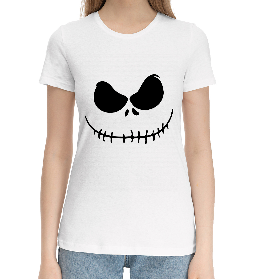Женская Хлопковая футболка с принтом зашитый рот, артикул SKU-693675-hfu-1mp