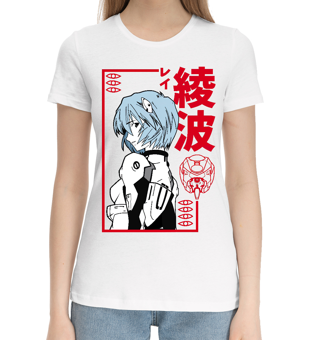 Женская Хлопковая футболка с принтом Eva-00, артикул ANR-742333-hfu-1mp
