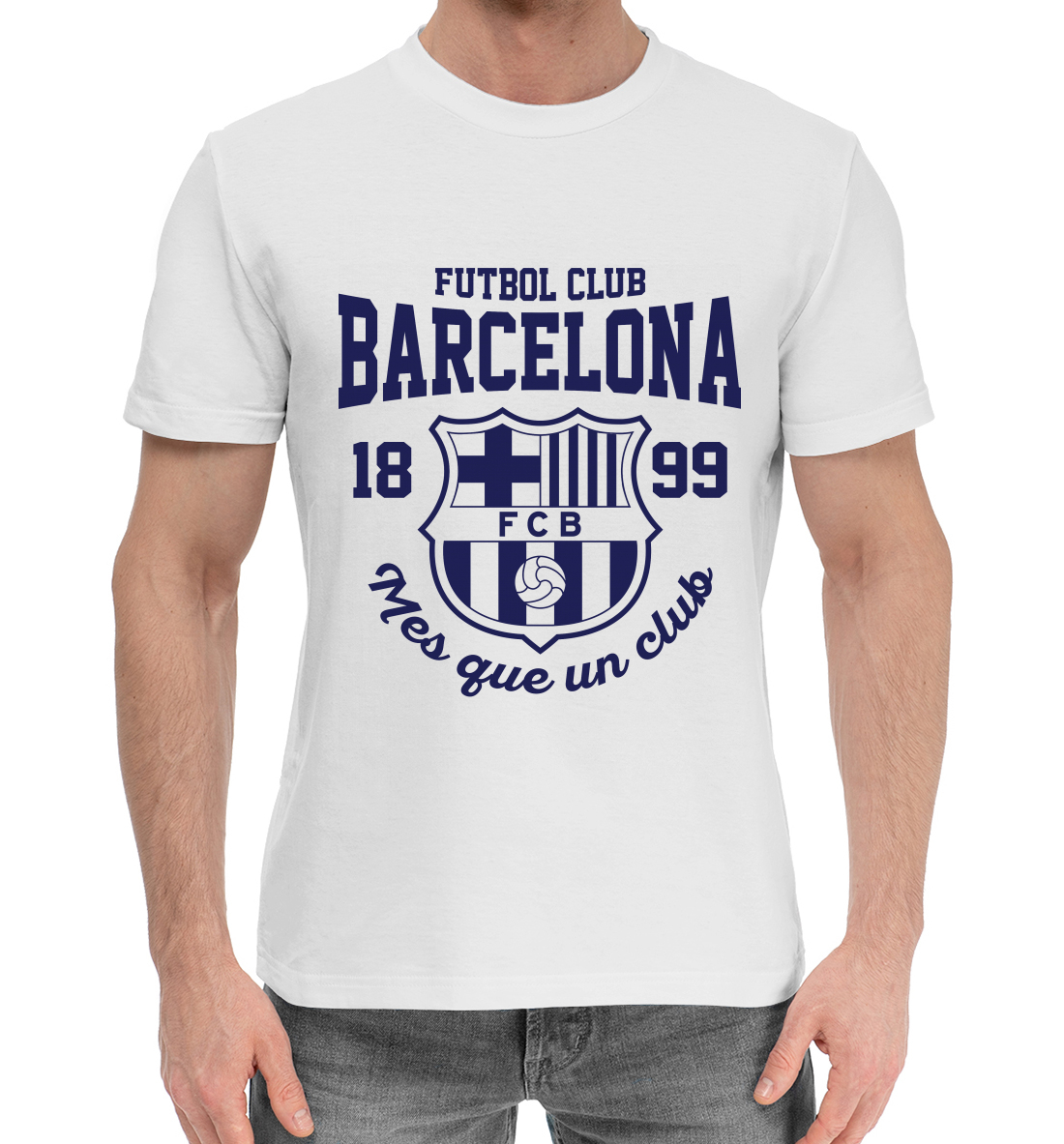 Мужская Хлопковая футболка Барселона, артикул BAR-609969-hfu-2mp