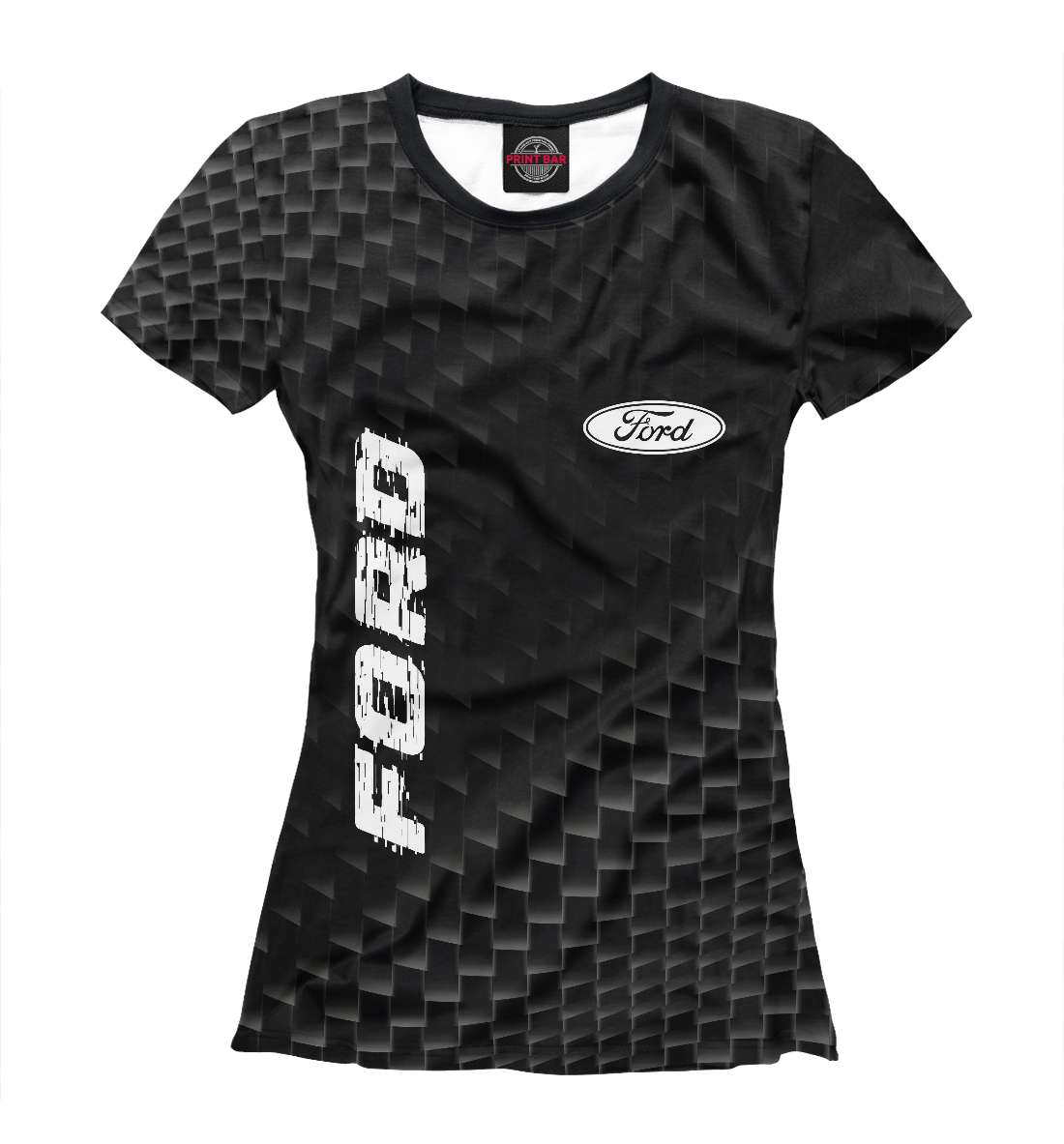 Женская футболка с принтом Ford Карбоновый фон