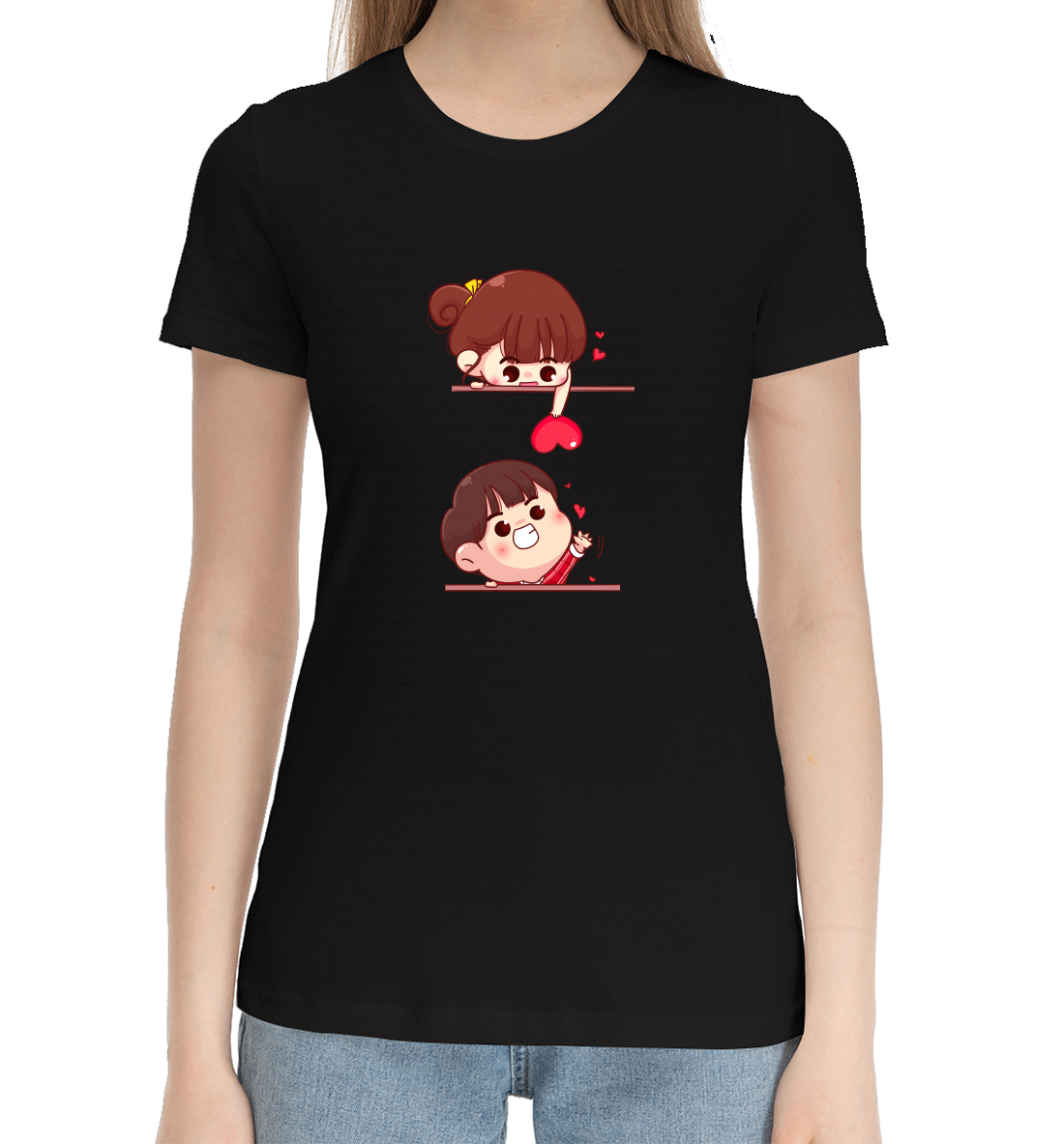 Женская Хлопковая футболка с принтом Любовь, артикул FEV-205551-hfu-1mp