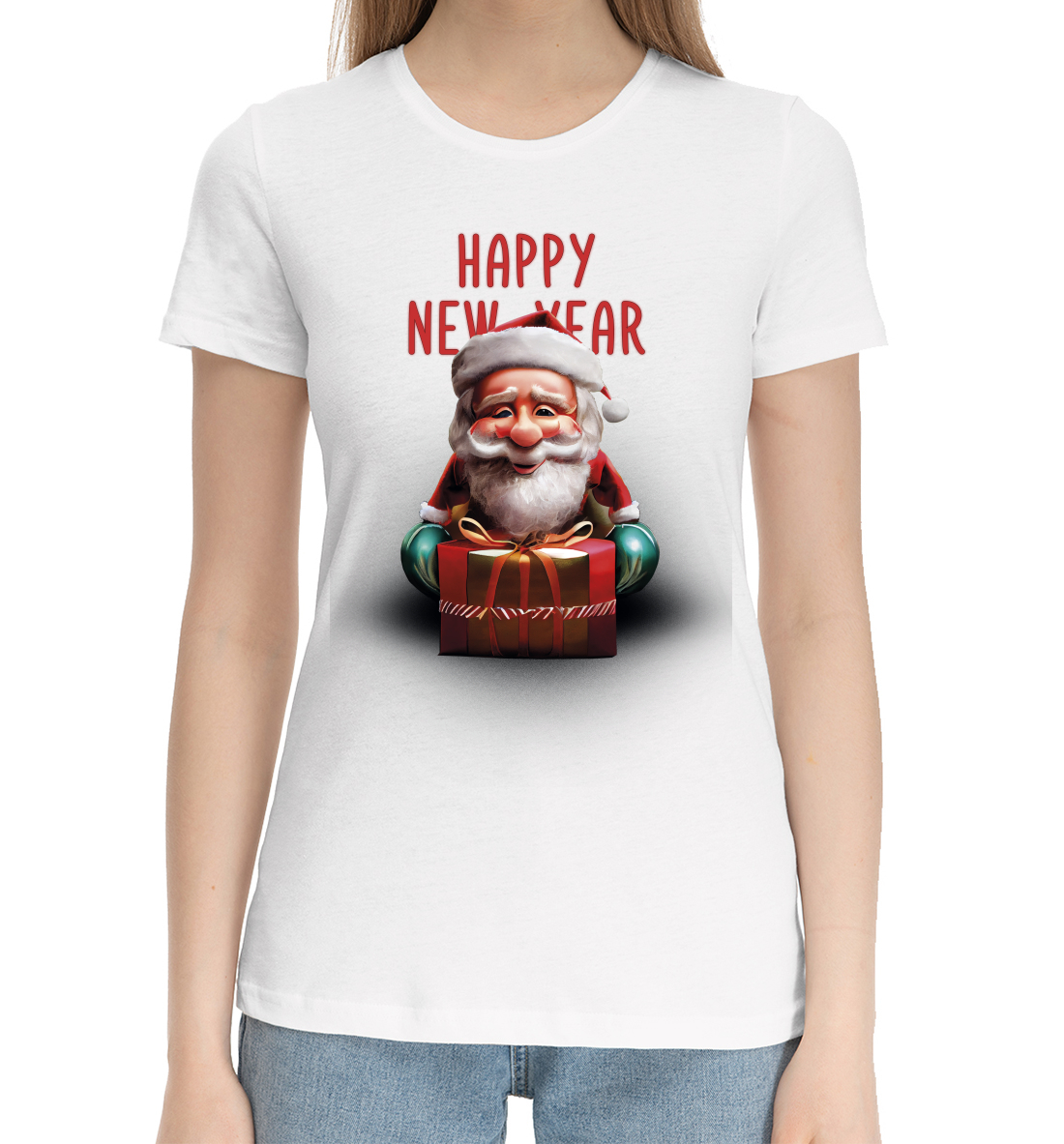 Женская Хлопковая футболка с принтом Happy New Year, артикул NG3-858358-hfu-1mp