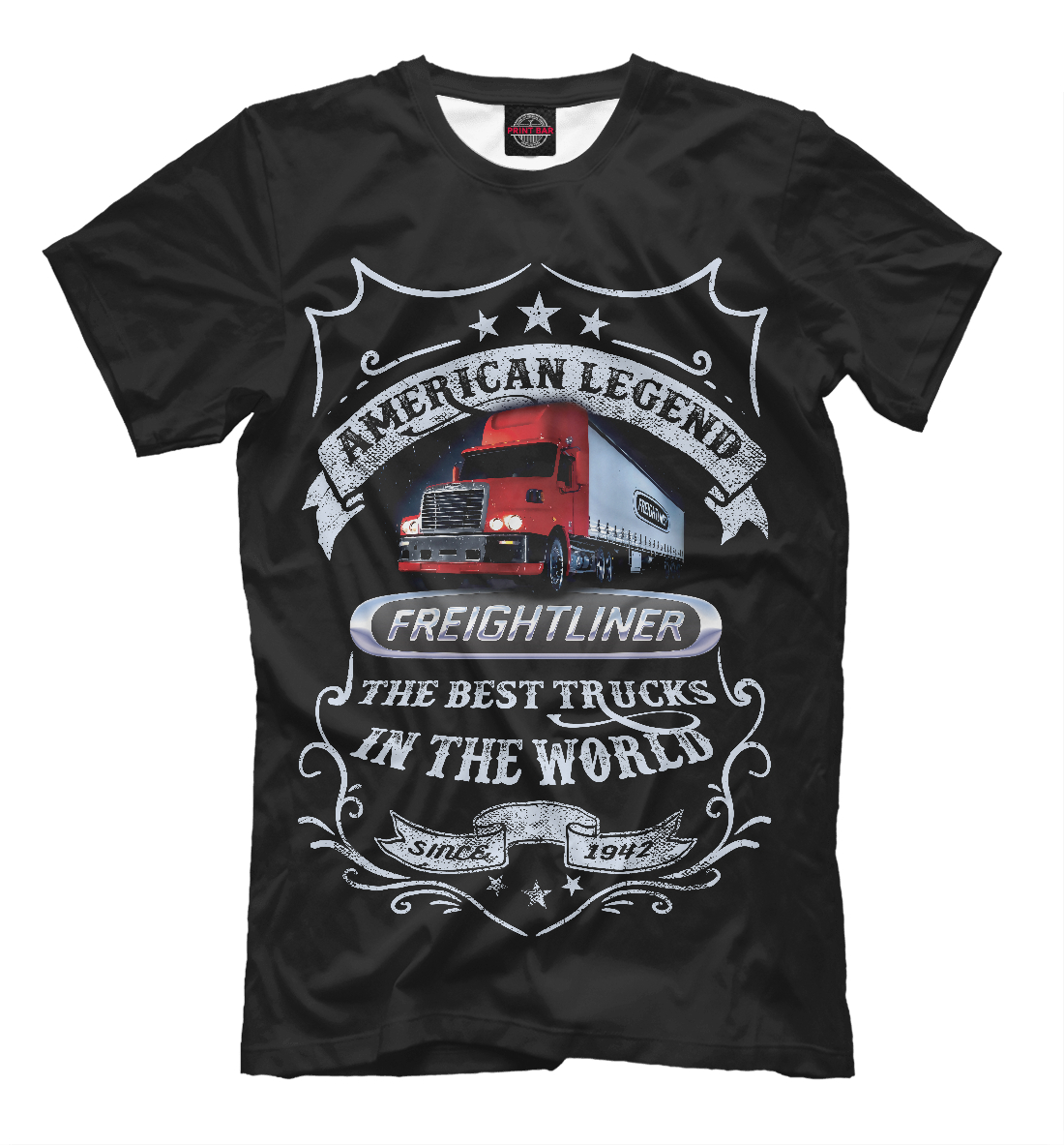 Мужская футболка с принтом FREIGHTLINER - Американская легенда
