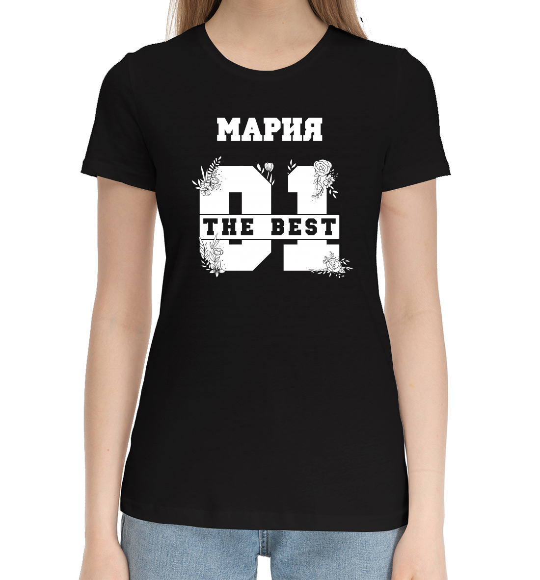 Женская Хлопковая футболка с принтом Мария, артикул MAR-569313-hfu-1mp