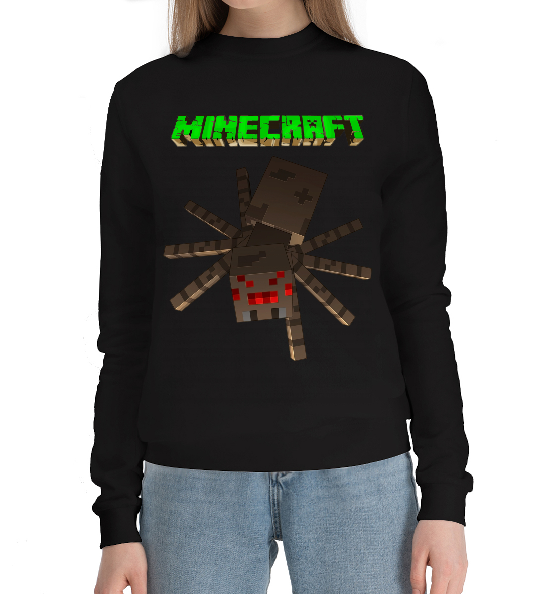 Женский Хлопковый свитшот с принтом Minecraft, артикул MCR-991786-hsw-1mp