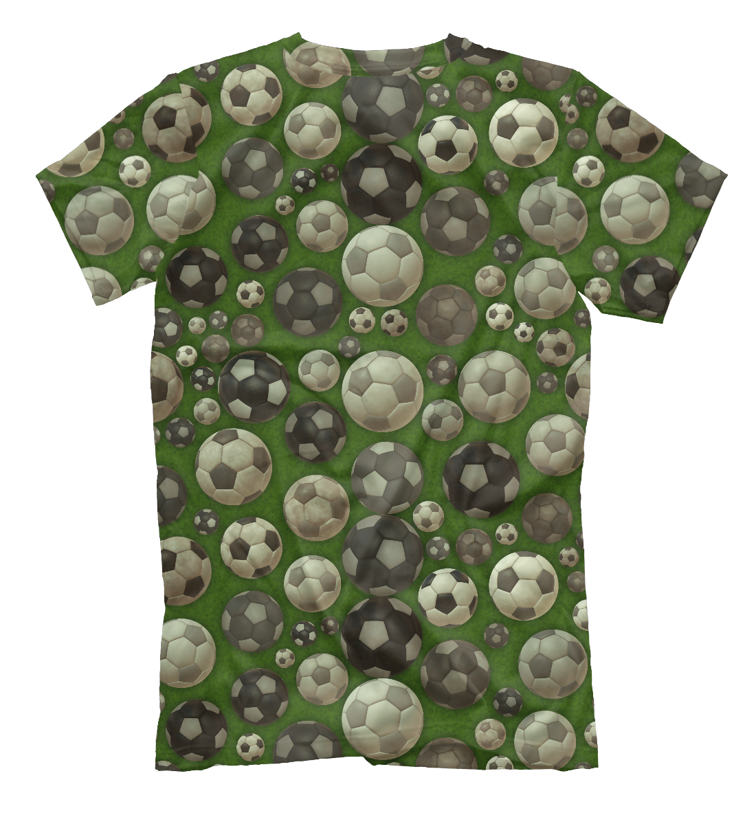 Мужская футболка с принтом Футбольные мячи  - фото 2-спина